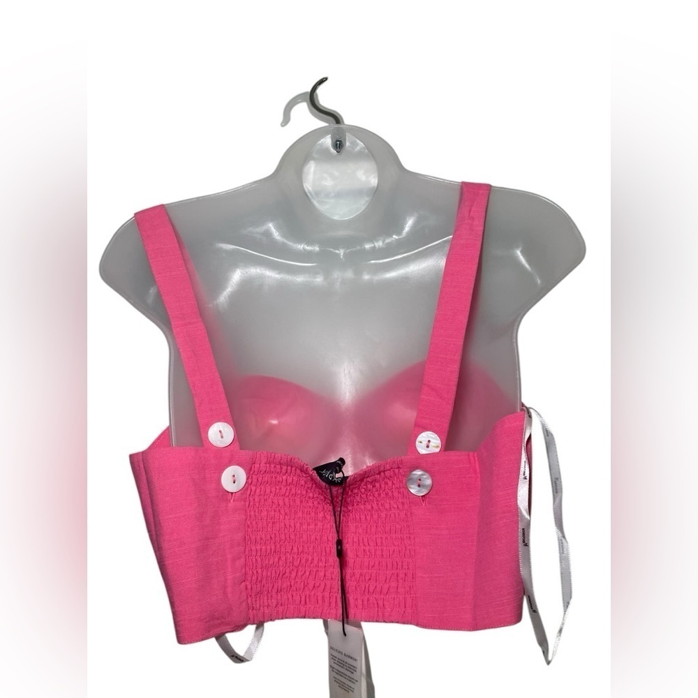 Minkpink New NWT Cotton Linen Blend Pink Kalani Crop Top Size Large - Picture 4 of 6